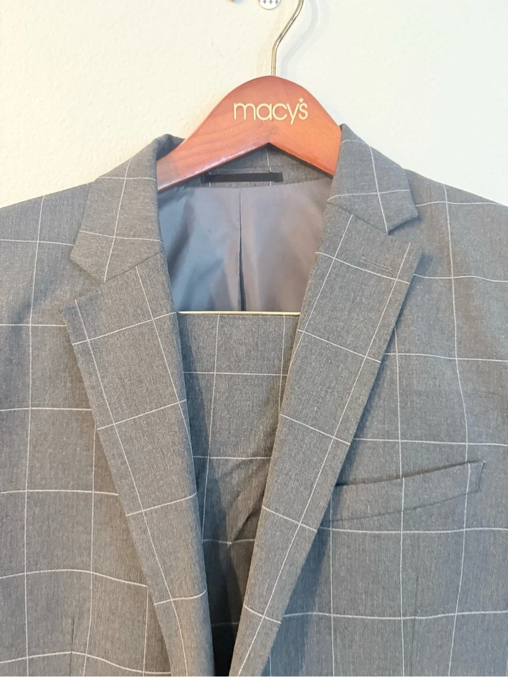 H&M Gray Windowpane 2 Piece Suit
